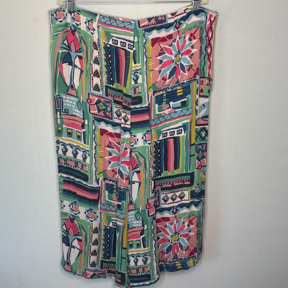 Lafayette 148 New York XXL Abstract Geometric Cotton 2 Piece Top Coulotte Set - Picture 14 of 16